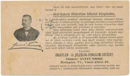T3 1898 Gurré Ferenc, Az Ingatlan- és Jelzálog-Forgalmi-Intézet Tulajdonosa (EB) + 1 Filléres Díjszabás - Non Classés