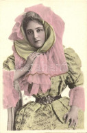 * T2 Lady In Green Dress, Golden Decorated Postcard - Unclassified