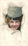 * T2/T3 Lady In K.u.K. Soldier Hat; H. & S. B. No. 1981, Litho (Rb) - Zonder Classificatie