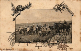 T2/T3 1901 Osztrák-magyar Katonák Pihenője / K.u.k. Military, Soldiers Resting. Art Nouveau, Floral, B.K.W.I. 828/10. (f - Unclassified