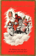 T2 1961 Gruss Vom Krampus Und Vom Nikolas / Krampusz és Mikulás Motobiciklin / Krampus And Saint Nicholas In Motorbike - Unclassified