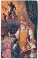 ** T2/T3 Mikulás és Krampusz / Saint Nicholas And Krampus Greeting. O.K.W. 1633-5. (EK) - Non Classés