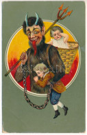 T3 1906 Krampus With Chain And Children (EB) - Unclassified