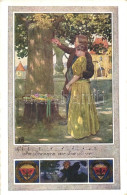 T2 German Art Postcard, Couple Carving Into A Tree, Music Sheet, Deutscher Schulverein Karte, Josef Eberle Nr. 38 - Non Classés