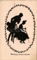 ** T2/T3 Wortloses Geständniss / Couple Silhouette; Graphische Kunst- Und Verlagsanstalt Nr. 484/5., Artist Signed (EK) - Sin Clasificación