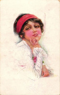 ** T1/T2 Italian Art Postcard, Smoking Lady, Erkal Nr. 303/5. S: Usabal - Ohne Zuordnung