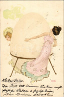 T2/T3 1903 Art Nouveau Lady. Theo. Stroefer Ser. 222. No. 1. Litho S: Raphael Kirchner (EK) - Sin Clasificación