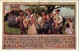 T2/T3 German Art Postcard, Singing And Music Playing Youths, Deutscher Schulverein Karte, Josef Eberle No. 732, S: A.G.  - Ohne Zuordnung