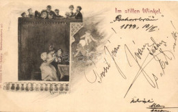 T3 1899, 'Im Stillen Winkel', Couple Drinking Wine And Men Watching Them, Angels, Dr. Trenkler & Co. Künstlerpostkarte N - Ohne Zuordnung