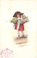 T3 Italian Art Postcard, Girl With Bouquets Of Flowers, Erkal No. 342/3. (EB) - Ohne Zuordnung