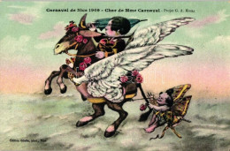 ** T2 1909 Carnaval De Nice, Char De Mme Carnaval / Chariot Of Ms. Carnival, Projet G.A. Mossa Art Postcard - Sin Clasificación