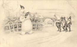 T2 New Year, Dwarves With Snowman, Humour, P.F.B. Serie 386.a. - Non Classés