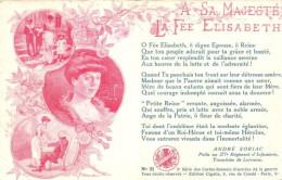 * T2/T3 A Sa Majesté La Fee Elisabeth / Elisabeth Of Bavaria, Queen Of Belgium, Floral, Patriotic Propaganda Card S: Her - Sin Clasificación