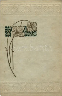 T2/T3 1909 Dombornyomott Szecessziós újévi üdvözlet Lóherével / Art Nouveau Embossed New Year Greeting With Clovers. Eri - Non Classificati