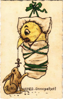 * T2/T3 Boldog Húsvéti ünnepeket! Bébi Csibe Nyuszival / Easter Greeting, Baby Chicken With Rabbit. SB Special 6350. (EK - Non Classificati
