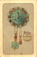 * T3 Christmas, Clock, E.A.S. Floral Golden Decoration Litho (fa) - Sin Clasificación