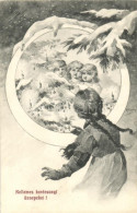 ** T2/T3 'Kellemes Karácsonyi ünnepeket' / Christmas, Children Singing Behind A Christmas Tree, S: R. Kratki (EK) - Non Classificati
