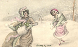 T2 'Boldog új évet' / New Year, Young Ladies Playing Snowball, V.K. Vienne No. 5053 - Non Classificati