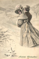 T2 'Fröhliche Weihnachten!' / Christmas, Couple Having Walk In The Snow, M. Munk No. 465 - Ohne Zuordnung