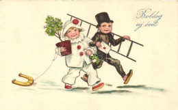 T2 New Year, Clown, Chimney Sweeper, Amag No. 1137. Litho - Unclassified