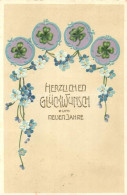 T2/T3 'Herzlichen Glückwunsch' / New Year, Clover, Erika No. 3259, Floral, Litho, Emb. (EK) - Sin Clasificación