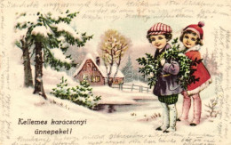 T2/T3 'Kellemes Karácsonyi ünnepeket!' / Christmas, Children, Litho (EK) - Unclassified