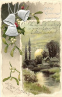 T2 Christmas, Landscape, Bell, Silver Decoration Emb. Litho, Erika Nr. 3170. - Ohne Zuordnung