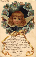 T2/T3 1901 Angyalkás üdvözlet / Greeting With Angels And Flowers. Litho (EK) - Unclassified