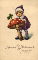 T2 1929 Herzlichen Glückwunsch Zum Neuen Jahre / Boldog újévet! Gomba / New Year Greeting, Mushroom. Erika Nr. 5937. - Non Classés