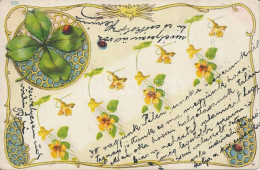 T2 Floral, Art Nouveau Greeting Card, Litho - Zonder Classificatie