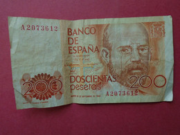 1 BILLET   BANCO DE ESPANA 200 DOSCIENTAS PESETAS 1980 - Autres & Non Classés