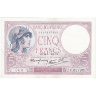 France, 5 Francs, Violet, 1939, C.62282, SUP, Fayette:04.08, KM:83 - 5 F 1917-1940 ''Violet''