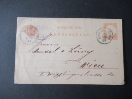 Ungarn Ganzsachen 1881 Stempel K1 Nagy - Becskerek Nach Wien Gesendet Mit Absender Stempel Und Ank. Stempel - Postal Stationery