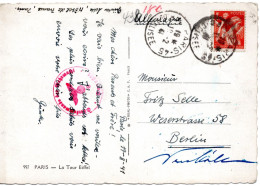 61184 - Frankreich - 1941 - 1F Iris EF A AnsKte PARIS -> Deutschland, M Dt Zensurstpl - 1939-44 Iris