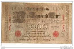 1000 Mark 1910 - N° Nr 9217665 - (rouge) - Empire Allemand - - 1000 Mark