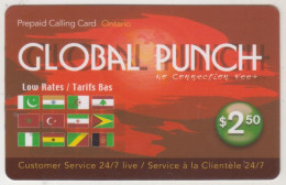 CANADA - Global Punch (Flags), Prepaid Card $2.50, Used - Kanada