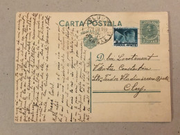 Romania Postal Stationery Entier Postal Ganzsache Carol II Sibiu Aviation Stamp Timbre De L'aviation Dorohoi Cluj - Briefe U. Dokumente