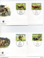 A45256)WWF-FDC Saeugetiere: Gabun 1009 - 1012 - FDC