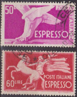 Pied Ailé, Mercure - ITALIE - Cheval Et Porte Flambeau - N° 31a-32 - 1945 - Poste Exprèsse/pneumatique