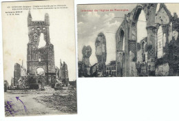 Lo-Reninge Reninghe  L'Eglise Bombardée / Intérieure De L'Eglise  2 Kaarten - Lo-Reninge