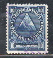 EL SALVADOR 1920 1921 COAT OF ARMS CONFEDERATION 10c USED USATO OBLITERE' - Salvador