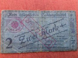 ALLEMAGNE Billet De Zwei Mark 1915 Kommandatur En Tissu !!!!!!!! - Autres & Non Classés