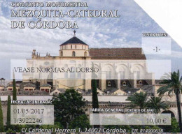 2017 - ESPAGNE - LOT 2 TICKETS CATHEDRAL DE CORDOBA - Tickets D'entrée