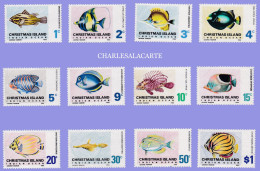 CHRISTMAS ISLAND 1968-1970  FISH  DEFINITIVE STAMPS  12 VALUES  SG 22-31  U.M. - Christmas Island