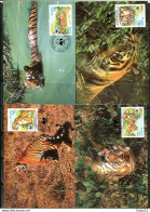A51365)WWF-Maximumkarten Saeugetiere: Laos 706 - 709 - Cartoline Maximum
