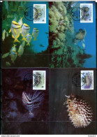 A51552)WWF-Maximumkarten Fische: Antigua + Barbuda 1010 - 1013 - Cartoline Maximum
