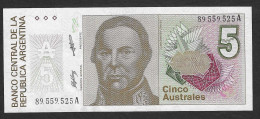 Argentina - Banconota Non Circolata FdS UNC Da 5 Australes P-324b - 1989 #19 - Argentine