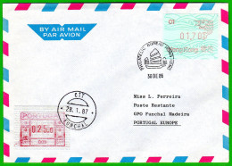 Hong Kong China ATM 1 Brown-red / Carp Fish / FDC 1.70 Poste Restante 30 DE 86 To Portugal 25$0 Funchal 28.1.86 / Frama - Distributors