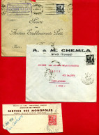 1929/1950 - Tunisie - 2 Lettres Pour La France + Fragment D'enveloppe - Tp N° 132 + 293A - Mosquée D'Alfaouine De Tunis - Covers & Documents