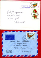 2001 - Taiwan - 2 Lettres Pour La France - Tp: Le FAISAN N° 2475 Et FRUITS - Covers & Documents